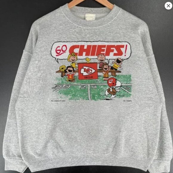 1994 Kansas City Chiefs Football Snopy Sweatshirt 90s Sweatshirt Shirt Tee - Picture 1 of 2